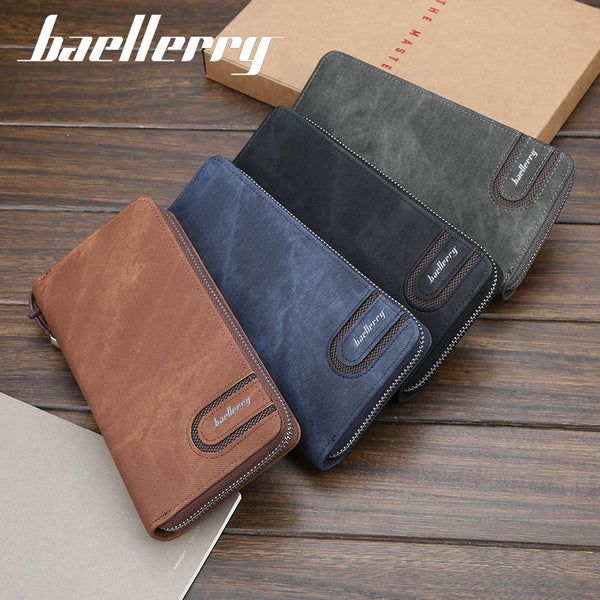 Baellerry Men's Wallet Long Zipper Wallet Men's Youth Casual Handbag Men's Strap Handbag