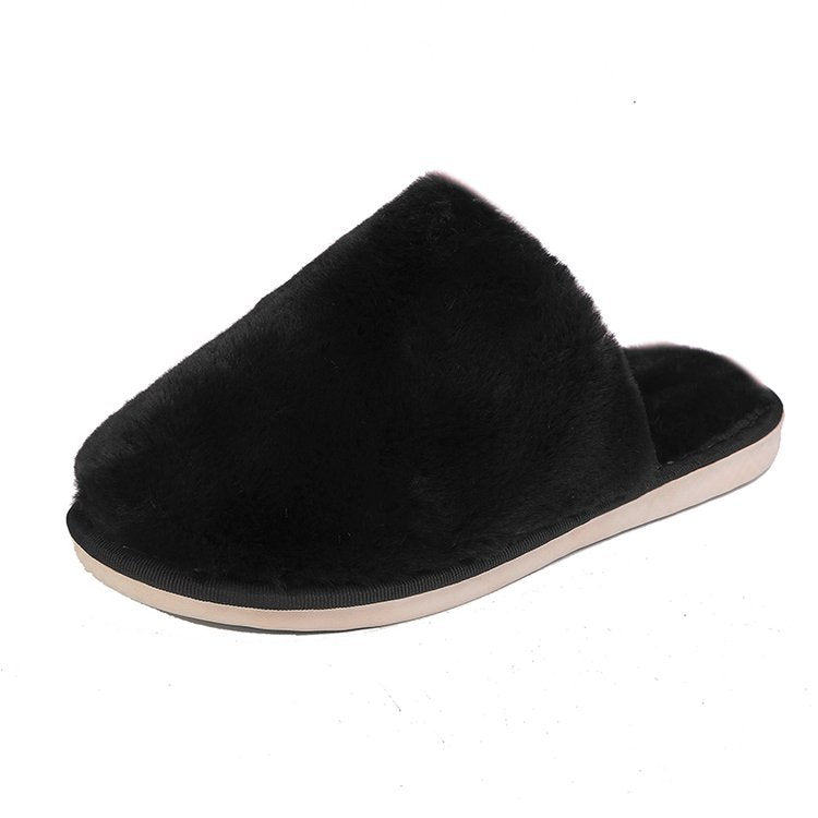New japanese-style winter warm fuzzy cotton slippers - unisex couple's indoor home slippers, warm closed-toe silent slippers