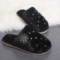 Cotton slippers home shoes 2024 new autumn winter flats baotou rhinestone plush shoes micro business export furry slippers
