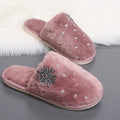 Cotton slippers home shoes 2024 new autumn winter flats baotou rhinestone plush shoes micro business export furry slippers