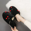 Fall and wintercasualnew arrivalcute cherry stuffed toe slippers for girls home flatsheattech toe slippers red shoes