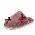 Fall and wintercasualnew arrivalcute cherry stuffed toe slippers for girls home flatsheattech toe slippers red shoes
