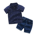 Wholesale new arrival: european & american style anchor print polo shirt & jeans set for boys - baby suit