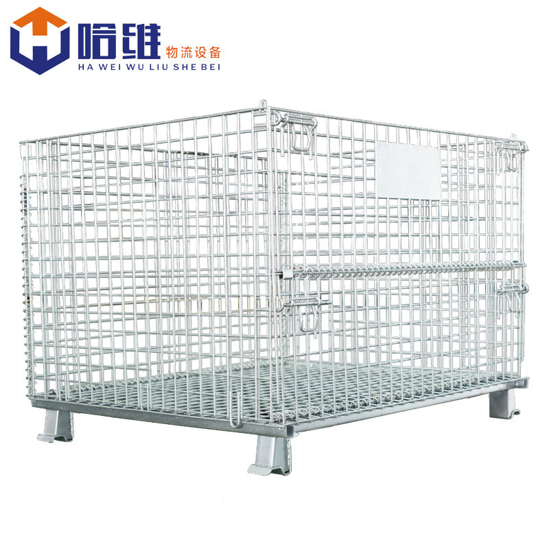 Hangzhou storage cage manufacturer express basket butterfly cage grid box iron frame warehouse cage car with wheel folding storage cage
