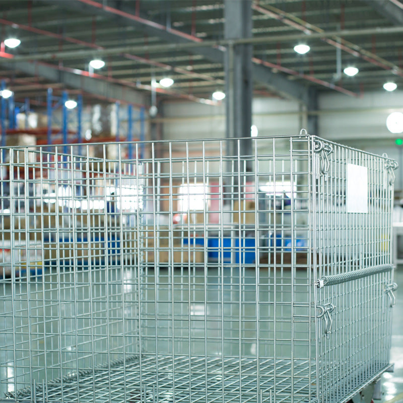 Hangzhou storage cage manufacturer express basket butterfly cage grid box iron frame warehouse cage car with wheel folding storage cage