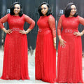 supply lace sequin round neck mid-sleeve everyday dress evening party maxi dress african hot-selling women's clothing