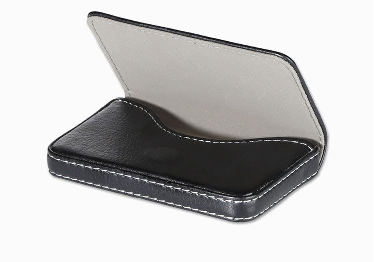 Korean version of business card box fashionable horizontal solid color leather business card box business men's leather card box business card holder wholesale