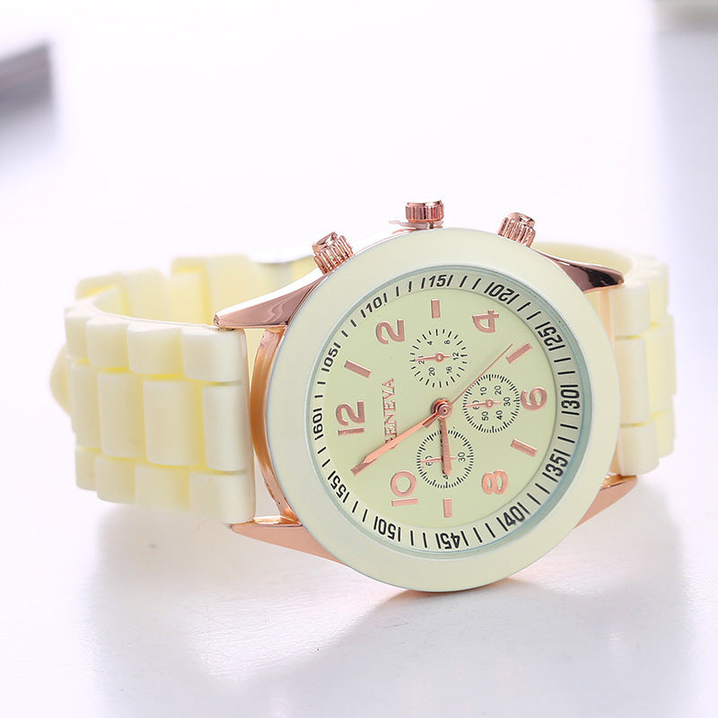 Aliexpress geneva silicone watch fashionable beautiful colorful jelly student sports women's sports watch cross-border