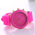 Aliexpress geneva silicone watch fashionable beautiful colorful jelly student sports women's sports watch cross-border
