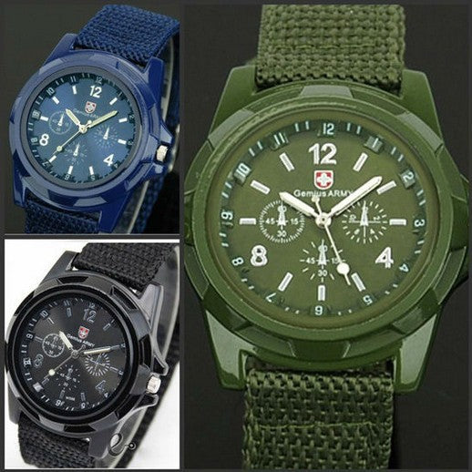 fashion nylon strap men's watch, canvas strap military watch, trendy luminous hand sports watch, unisex watch