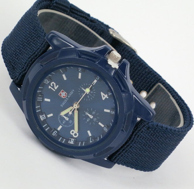 fashion nylon strap men's watch, canvas strap military watch, trendy luminous hand sports watch, unisex watch