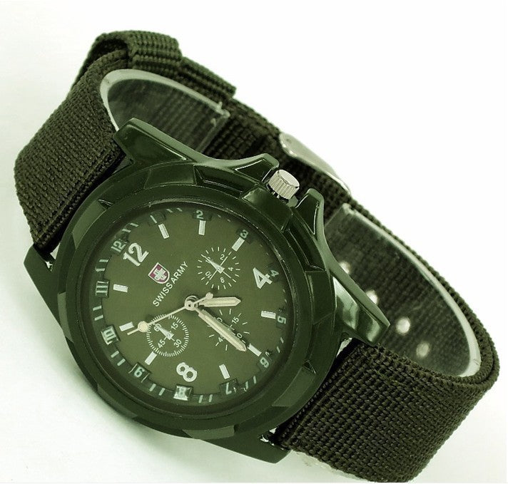 fashion nylon strap men's watch, canvas strap military watch, trendy luminous hand sports watch, unisex watch