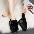 Cotton slippers home shoes 2024 new autumn winter flats baotou rhinestone plush shoes micro business export furry slippers
