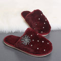 Cotton slippers home shoes 2024 new autumn winter flats baotou rhinestone plush shoes micro business export furry slippers