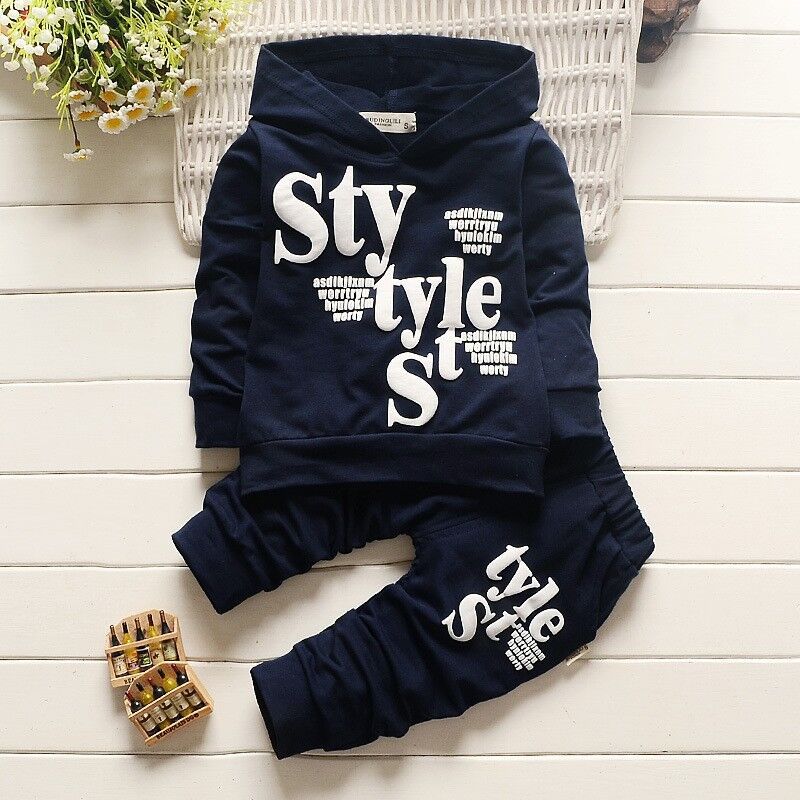 spring/autumn new boys' clothing, toddler letter print long sleeve hooded set - direct from manufacturer, dropshipping available