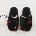 Fall and wintercasualnew arrivalcute cherry stuffed toe slippers for girls home flatsheattech toe slippers red shoes