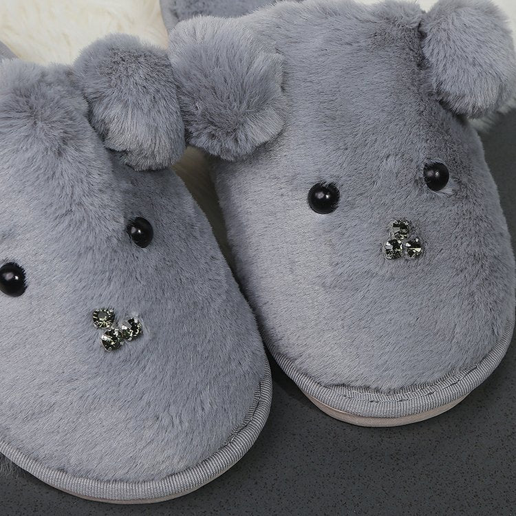 2024 cartoon cute puppy winter new adult men's and women's family matching cotton slippers couple's home cotton slippers