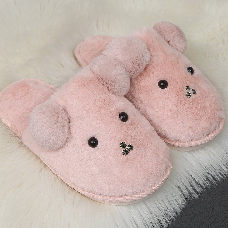 2024 cartoon cute puppy winter new adult men's and women's family matching cotton slippers couple's home cotton slippers