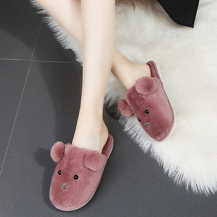 2024 cartoon cute puppy winter new adult men's and women's family matching cotton slippers couple's home cotton slippers