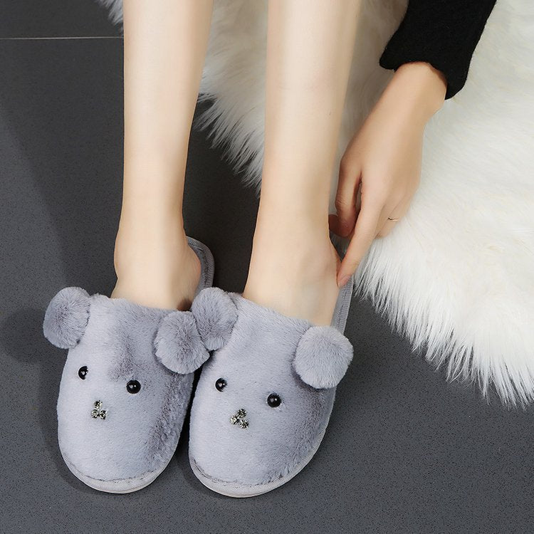 2024 cartoon cute puppy winter new adult men's and women's family matching cotton slippers couple's home cotton slippers