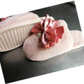 Autumn wintercouple cotton slippers women's indoor heattech toe-cap bows pearl home confinement wool slippers winter