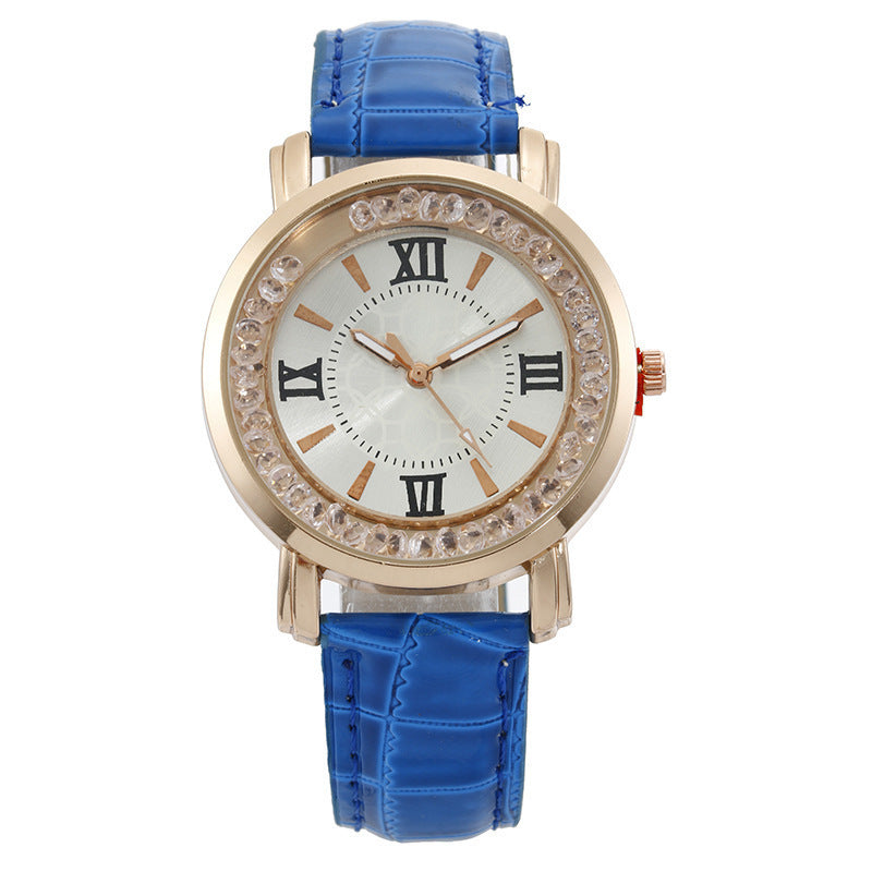 Dropshipping korean style casual fashion student watch - women's rhinestone gift live stream ladies quartz watch with leather strap