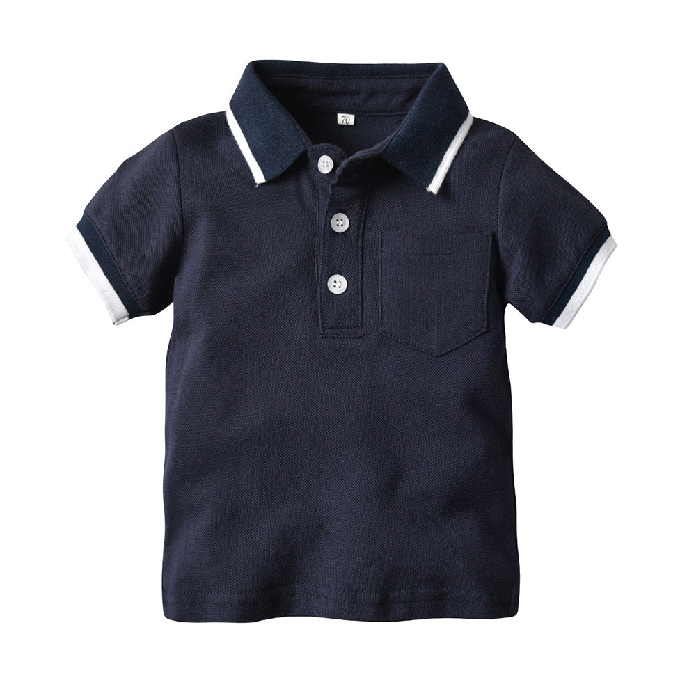European and american style new children's summer outfit: boys' cotton polo shirt and shorts set - two-piece short sleeve set for toddlers and young children