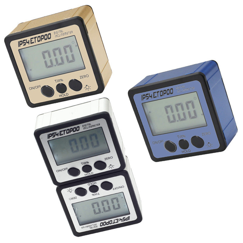 HUOTO 4 * 90 degrees, with back light, gold/blue/silver, digital display tilt box, angle meter, angle ruler