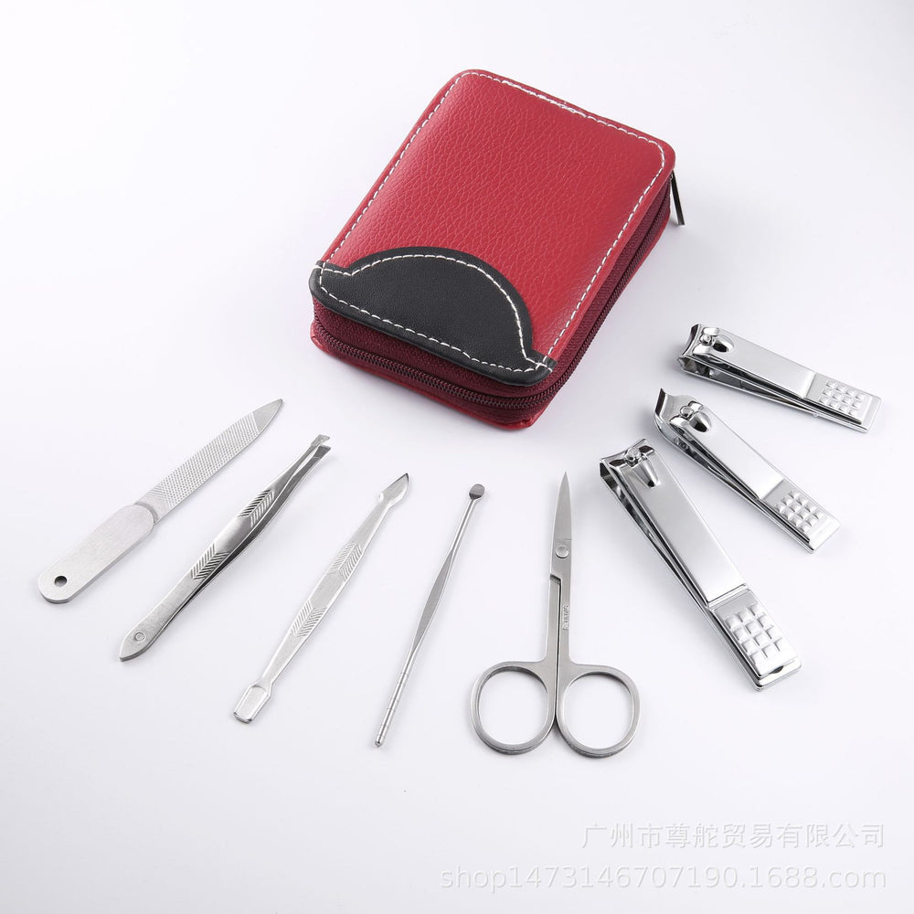 German-engineered stainless steel nail clipper set - 8 piece kit with logo, includes manicure scissors, pedicure nippers, and complete nail care beauty tools