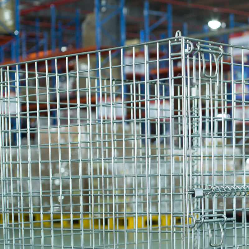 Hangzhou storage cage manufacturer express basket butterfly cage grid box iron frame warehouse cage car with wheel folding storage cage