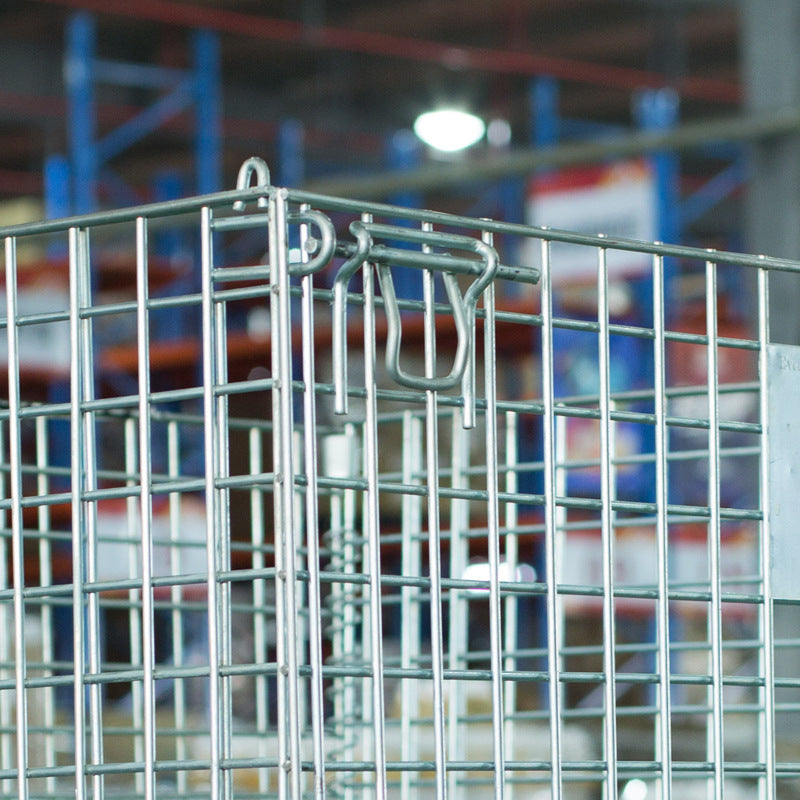 Hangzhou storage cage manufacturer express basket butterfly cage grid box iron frame warehouse cage car with wheel folding storage cage