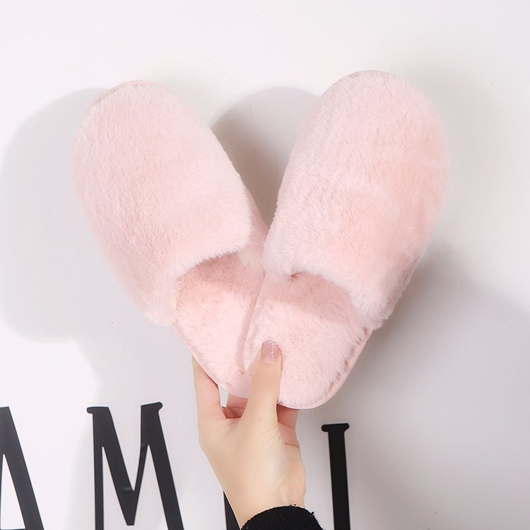 New japanese-style winter warm fuzzy cotton slippers - unisex couple's indoor home slippers, warm closed-toe silent slippers