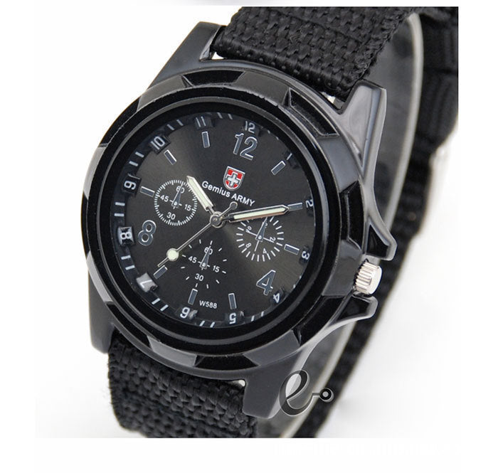 fashion nylon strap men's watch, canvas strap military watch, trendy luminous hand sports watch, unisex watch