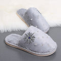 Cotton slippers home shoes 2024 new autumn winter flats baotou rhinestone plush shoes micro business export furry slippers