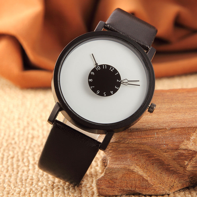 New concept of foreign trade stylish inverted pointer watch for women k-stylecasual black and white couple men watch quartz