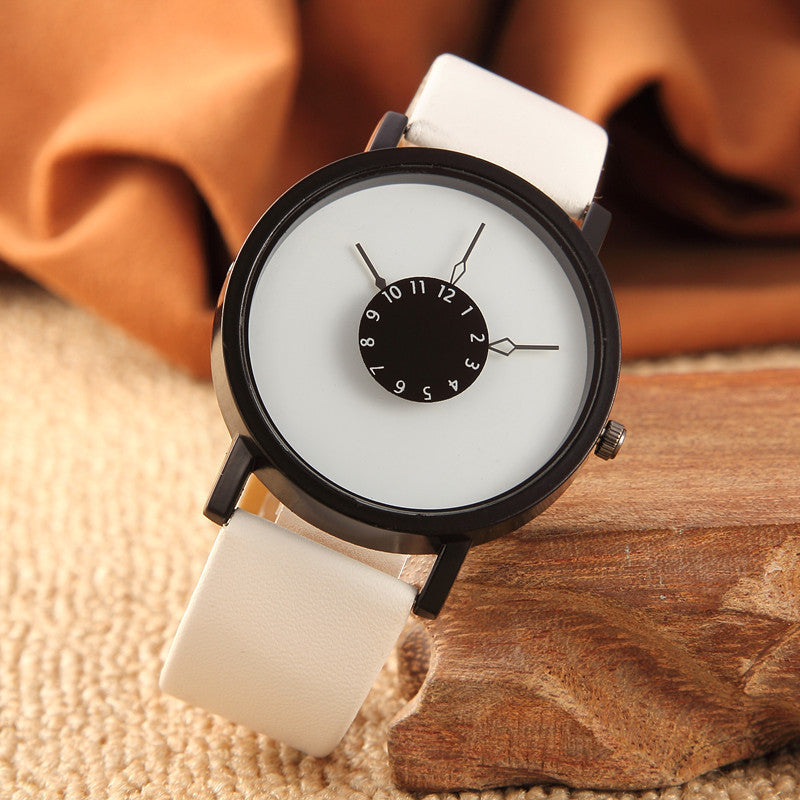 New concept of foreign trade stylish inverted pointer watch for women k-stylecasual black and white couple men watch quartz