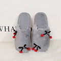 Fall and wintercasualnew arrivalcute cherry stuffed toe slippers for girls home flatsheattech toe slippers red shoes