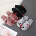 Fall and wintercasualnew arrivalcute cherry stuffed toe slippers for girls home flatsheattech toe slippers red shoes