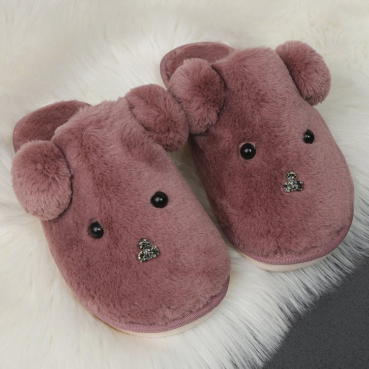 2024 cartoon cute puppy winter new adult men's and women's family matching cotton slippers couple's home cotton slippers