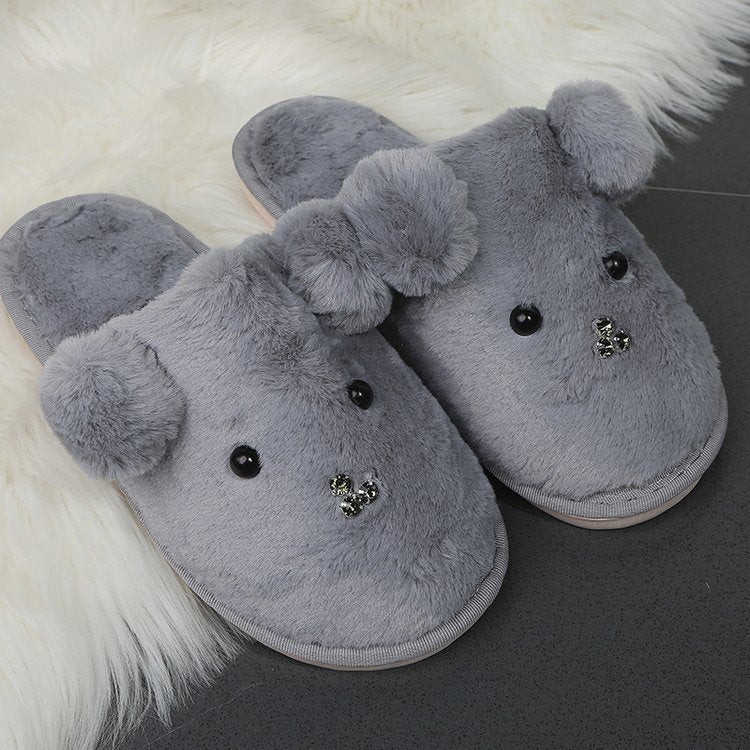 2024 cartoon cute puppy winter new adult men's and women's family matching cotton slippers couple's home cotton slippers
