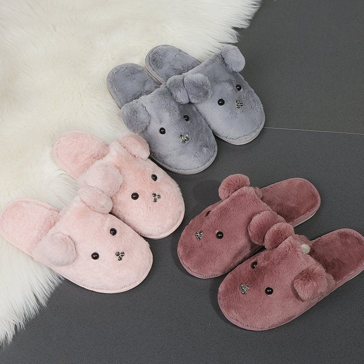 2024 cartoon cute puppy winter new adult men's and women's family matching cotton slippers couple's home cotton slippers