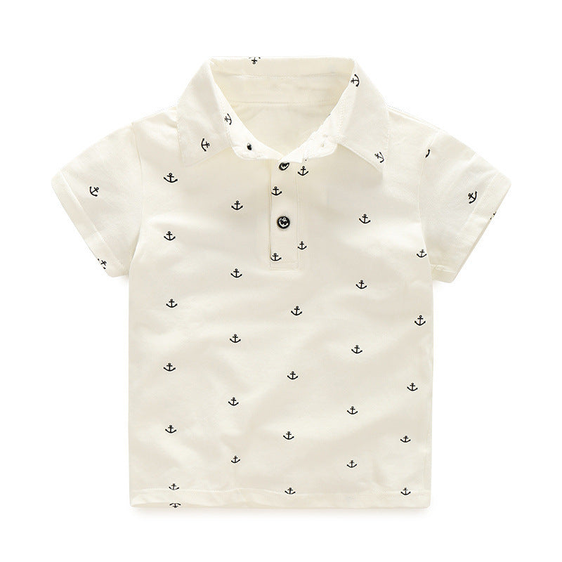 Wholesale new arrival: european & american style anchor print polo shirt & jeans set for boys - baby suit
