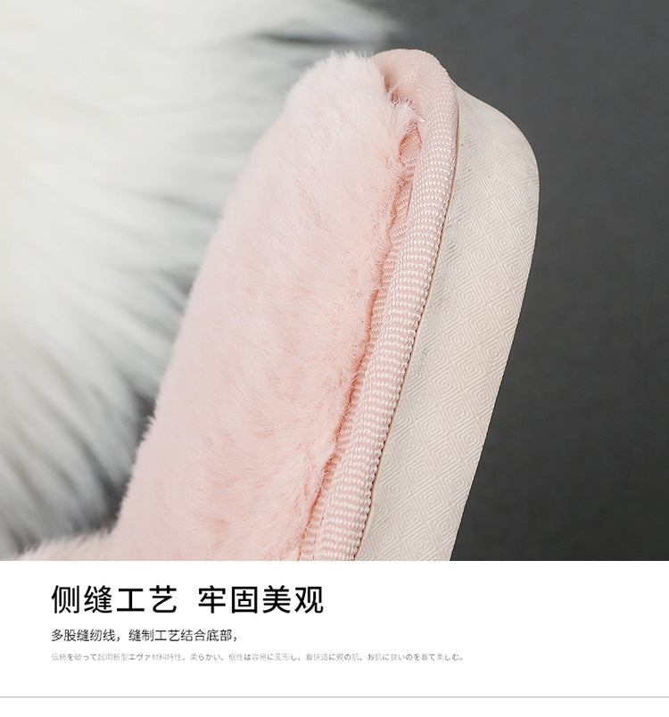 Autumn wintercouple cotton slippers women's indoor heattech toe-cap bows pearl home confinement wool slippers winter