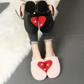 Rhinestone autumn/winter new cotton slippers women's couple heart minimalist slippers men's closed-toe warm cotton slippers - direct from manufacturer