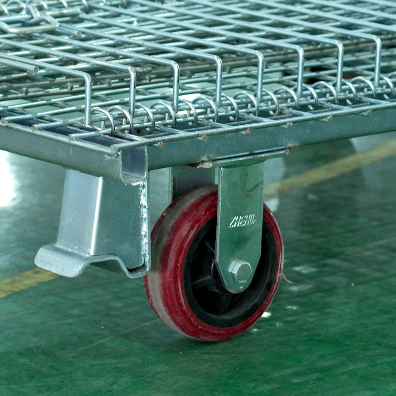 Hangzhou storage cage manufacturer express basket butterfly cage grid box iron frame warehouse cage car with wheel folding storage cage