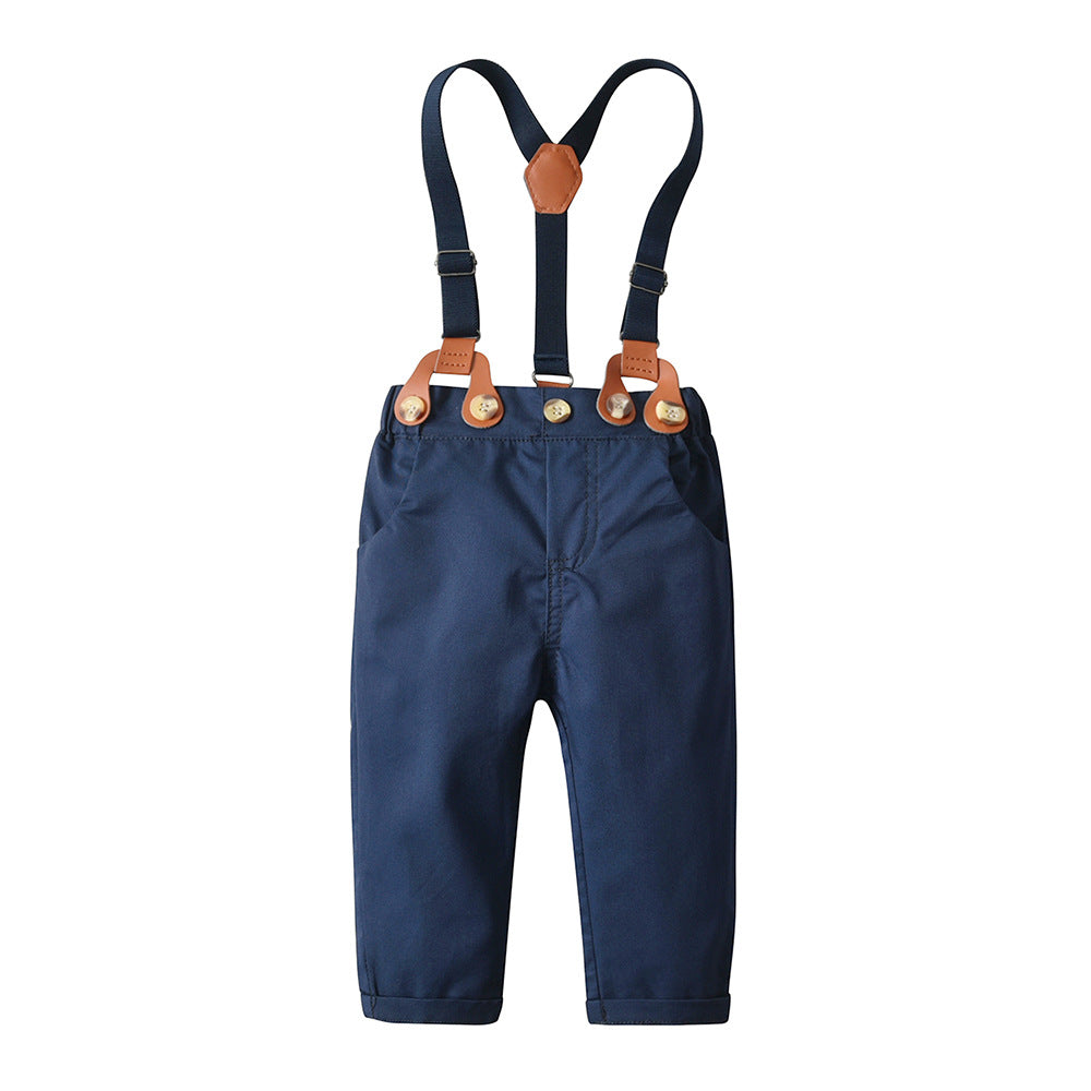 Exportfashionautumchildren's clothing blue bag butt strap pants kids outwear trendy baby suit dress