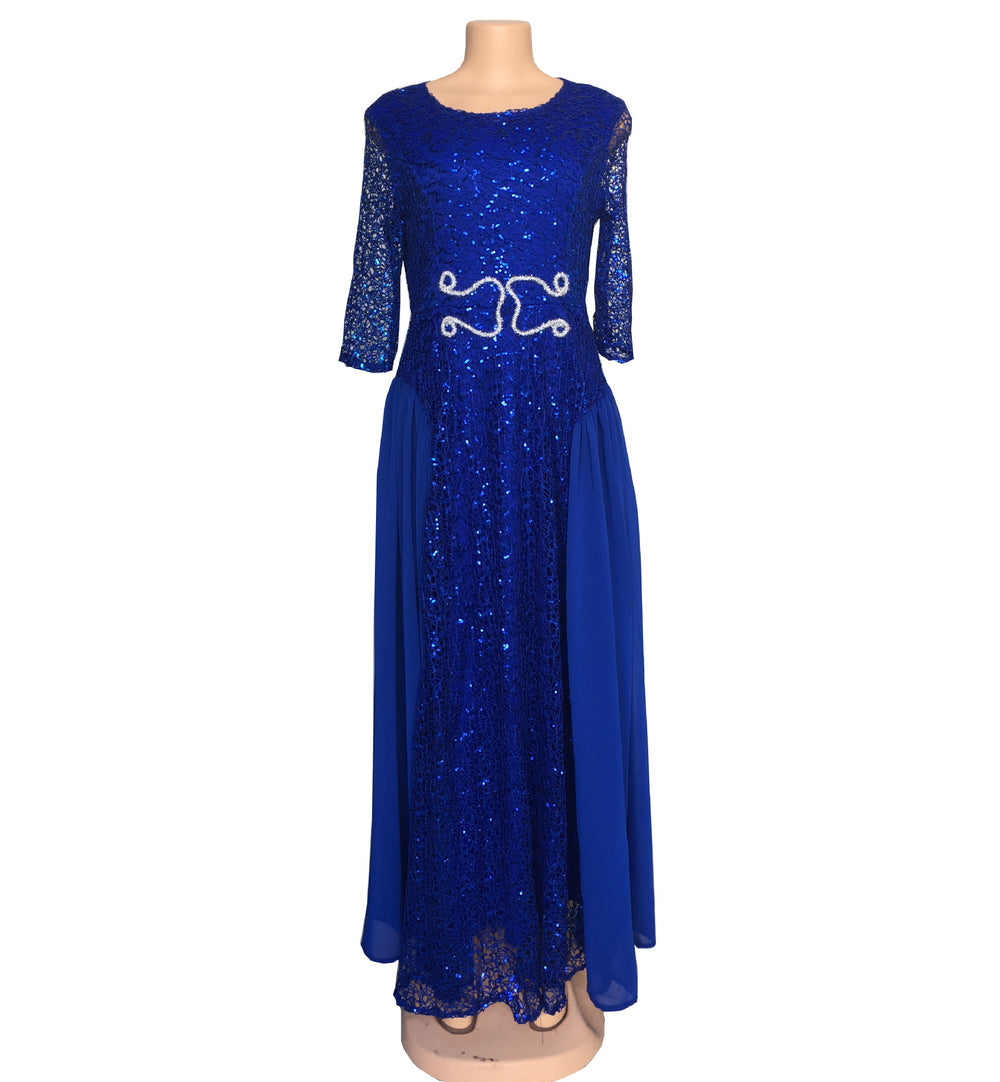 supply lace sequin round neck mid-sleeve everyday dress evening party maxi dress african hot-selling women's clothing