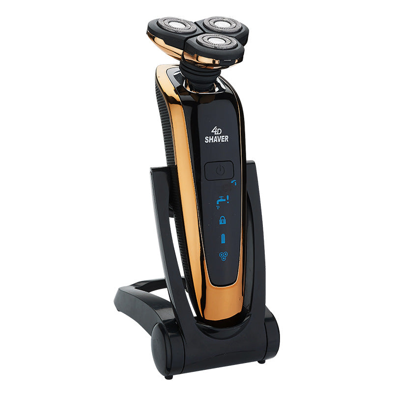 Rotary floating triple-blade electric shaver - multifunctional rechargeable razor - fully washable & automatic