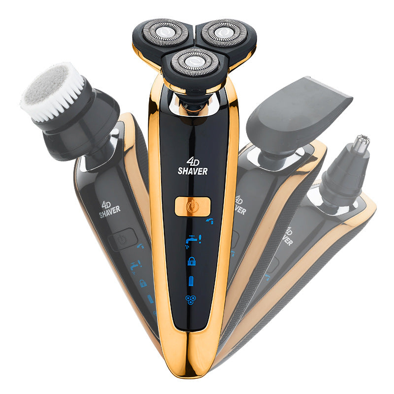Rotary floating triple-blade electric shaver - multifunctional rechargeable razor - fully washable & automatic