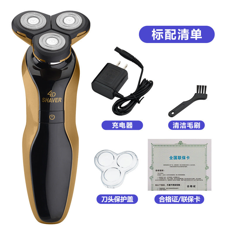 Rotary floating triple-blade electric shaver - multi-functional rechargeable razor - fully washable for home use